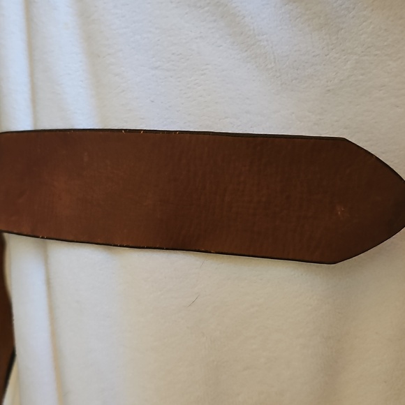 SOLD Vintage Brown Leather Brass Concho Studded Adjustable Belt - Picture 5 of 9